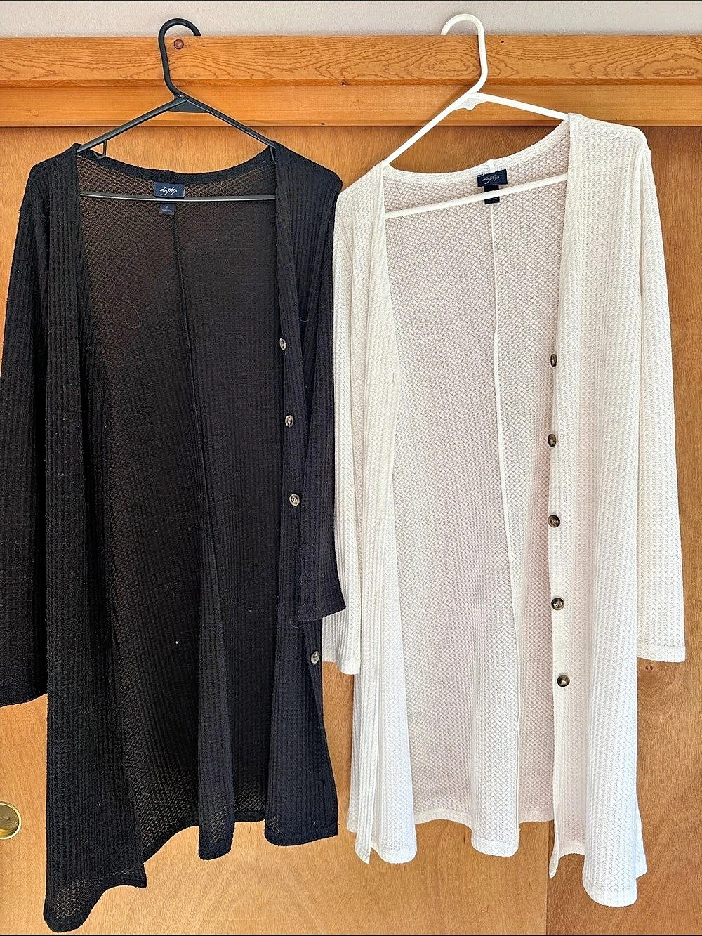Daytrip Long Open Front Knit Cardigan Set in Black & White Small